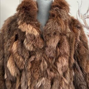 Vintage Luxurious Brown Real Fur Coat